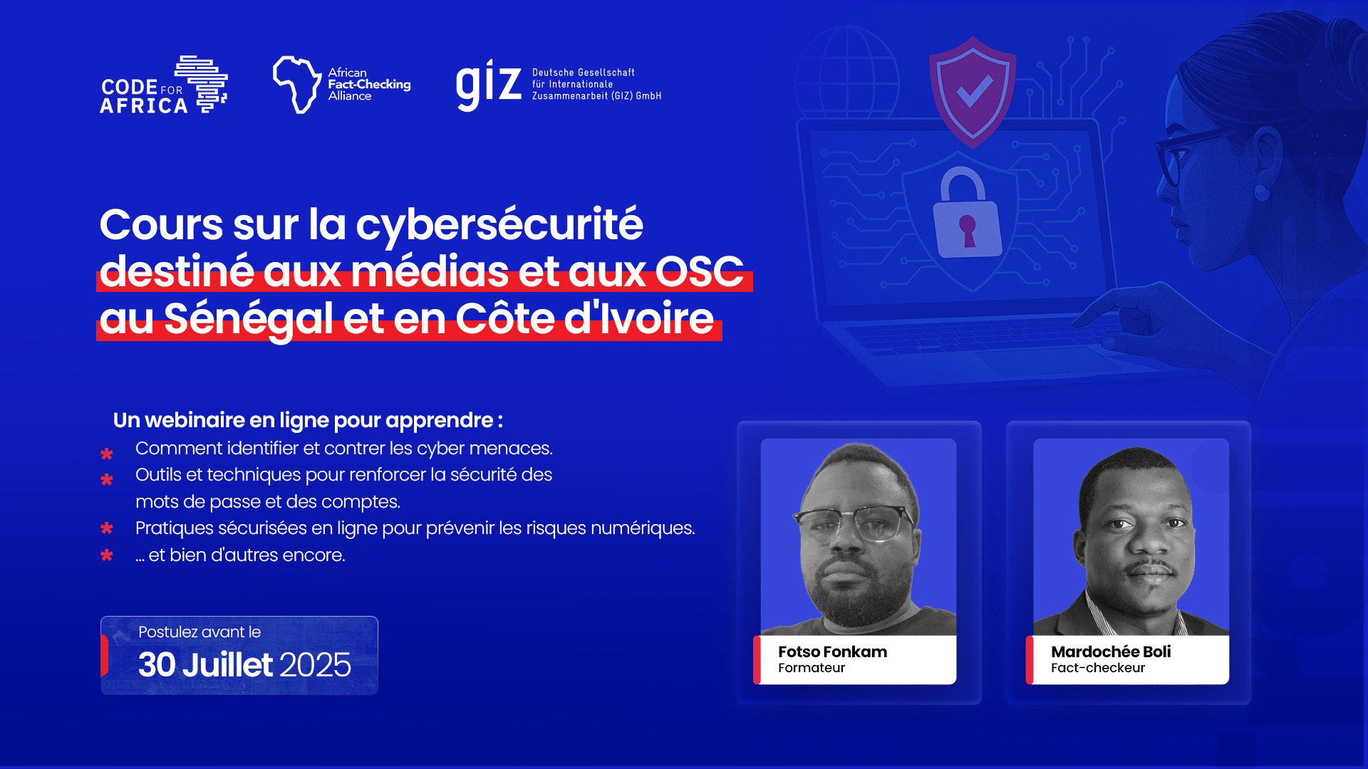 Cours sur la cybersécurité destiné aux médias et aux OSC au Sénégal et en Côte d’Ivoire
